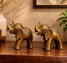 Handcrafted Brass Dhokra Elephant Figurines Set of 2